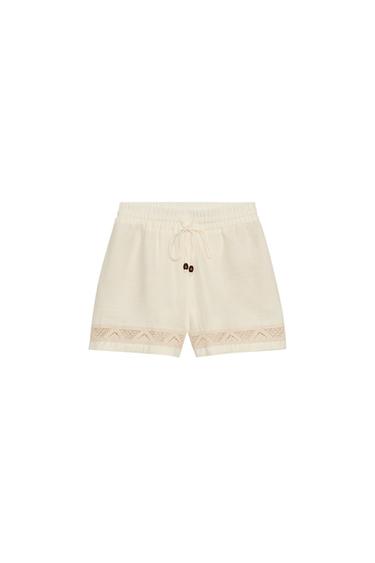 BERMUDA BORDADA CINTURA ELÁSTICA - Beige claro de Zara
