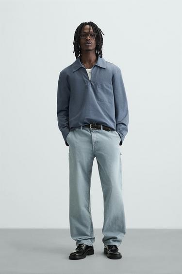 WASHED CARPENTER TROUSERS - Blue by Zara - Image 0