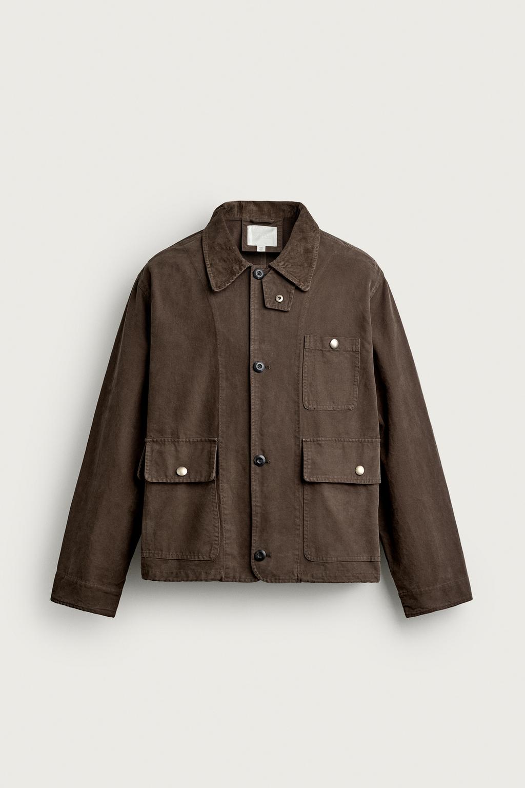 JACKET WITH CORDUROY COLLAR AND POCKETS
