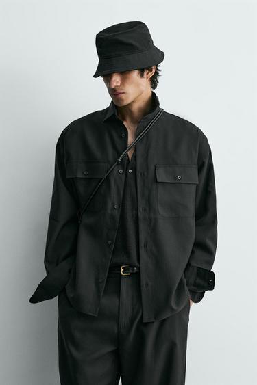 Zara FLOWY POCKET SHIRT - Black