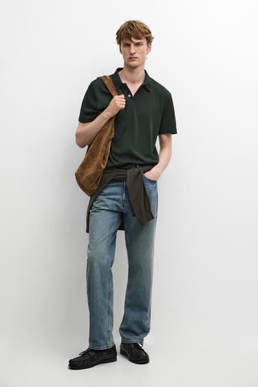 Zara 100% cotton short sleeve polo shirt - Khaki - Image 0
