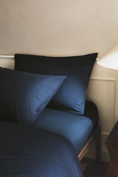 WASHED COTTON PERCALE PILLOWCASE X SOCIETY LIMONTA - Blue by Zara - Image 4