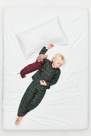 3-6 ΕΤΩΝ/ ΠΙΤΖΑΜΑ ΦΛΑΝΕΛΑ ΚΑΡΟ - Πράσινο του Zara