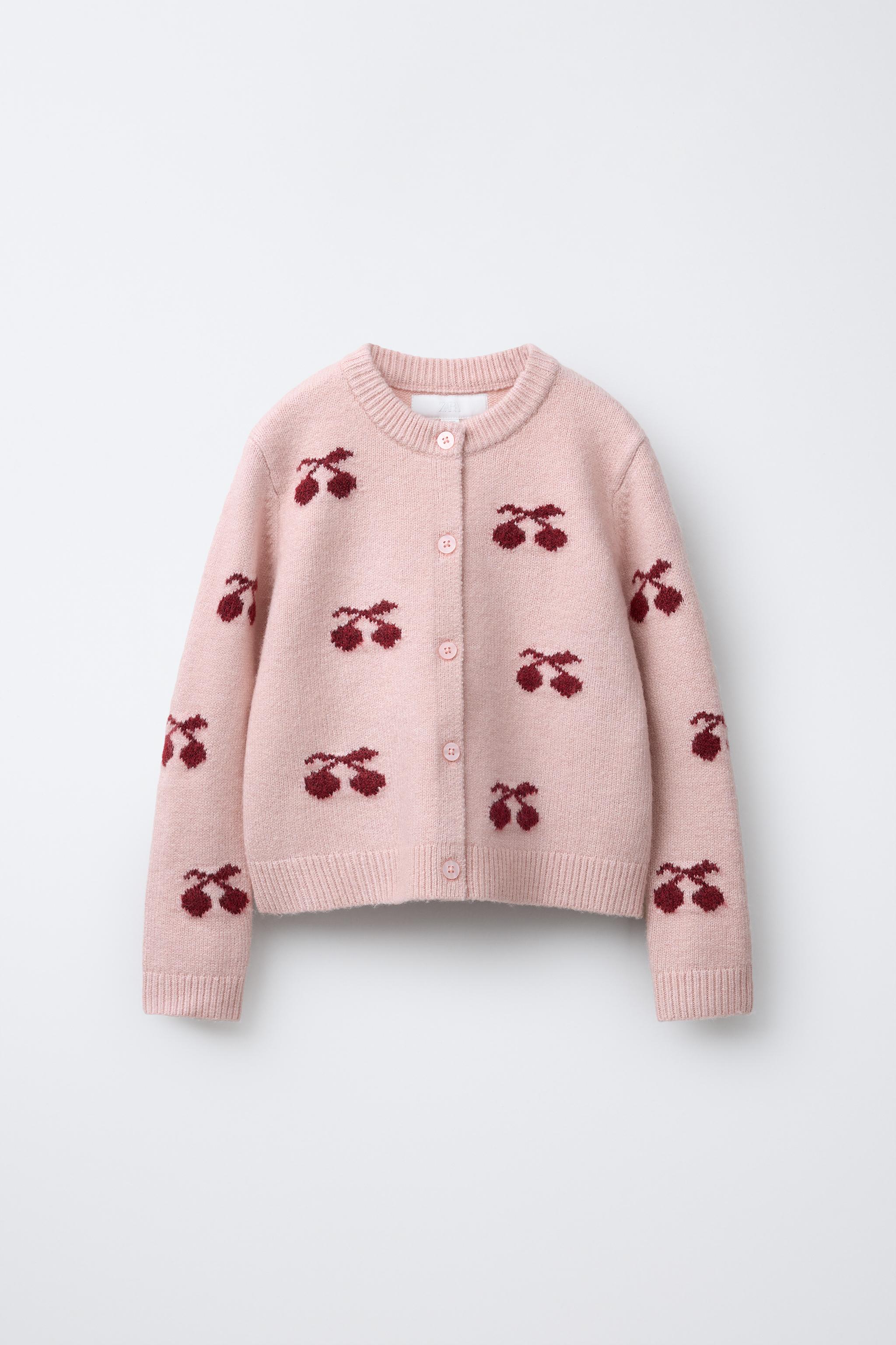 ゆかりん CHERRY KNIT CARDIGAN - Pastel pink | ZARA United States