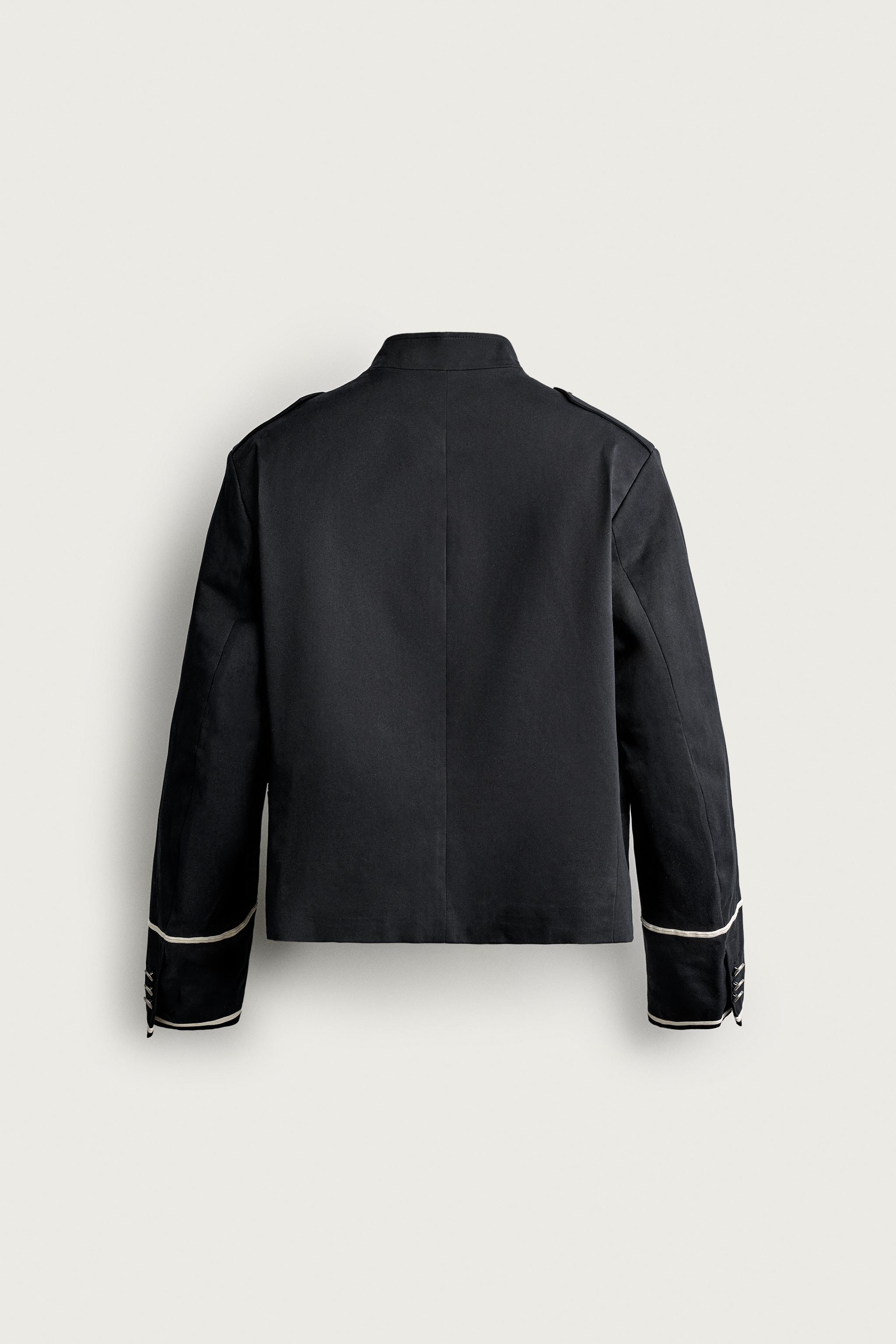 コントラストディテール クロップドジャケット - ブルー | ZARA Japan