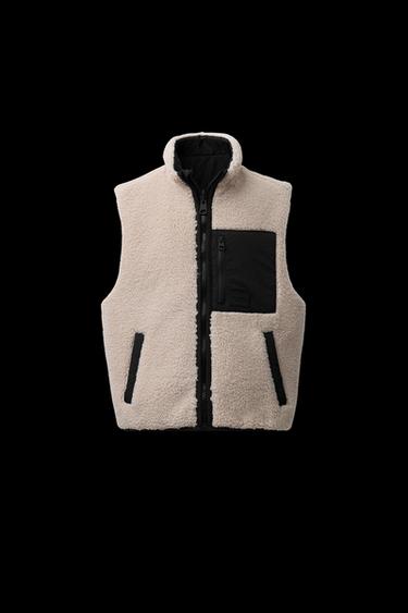 Zara REVERSIBLE FLEECE VEST - Ecru - Image 0