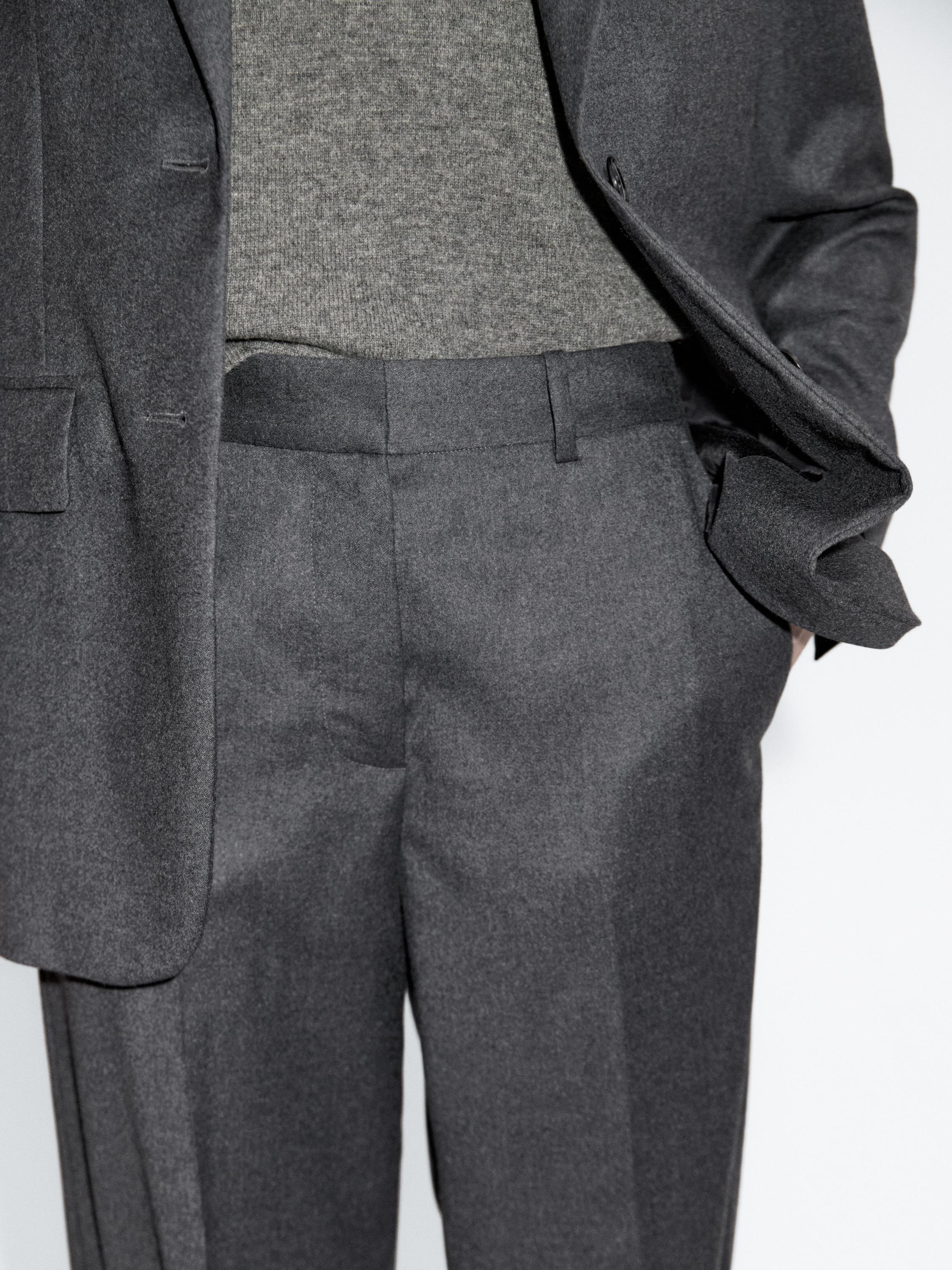 Pantalon de tailleur en flanelle 100 % laine