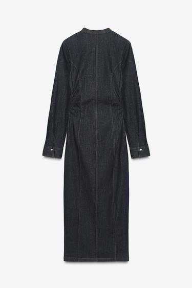 ROBE MIDI EN JEAN CINTRÉE - Bleu de Zara - Image 6