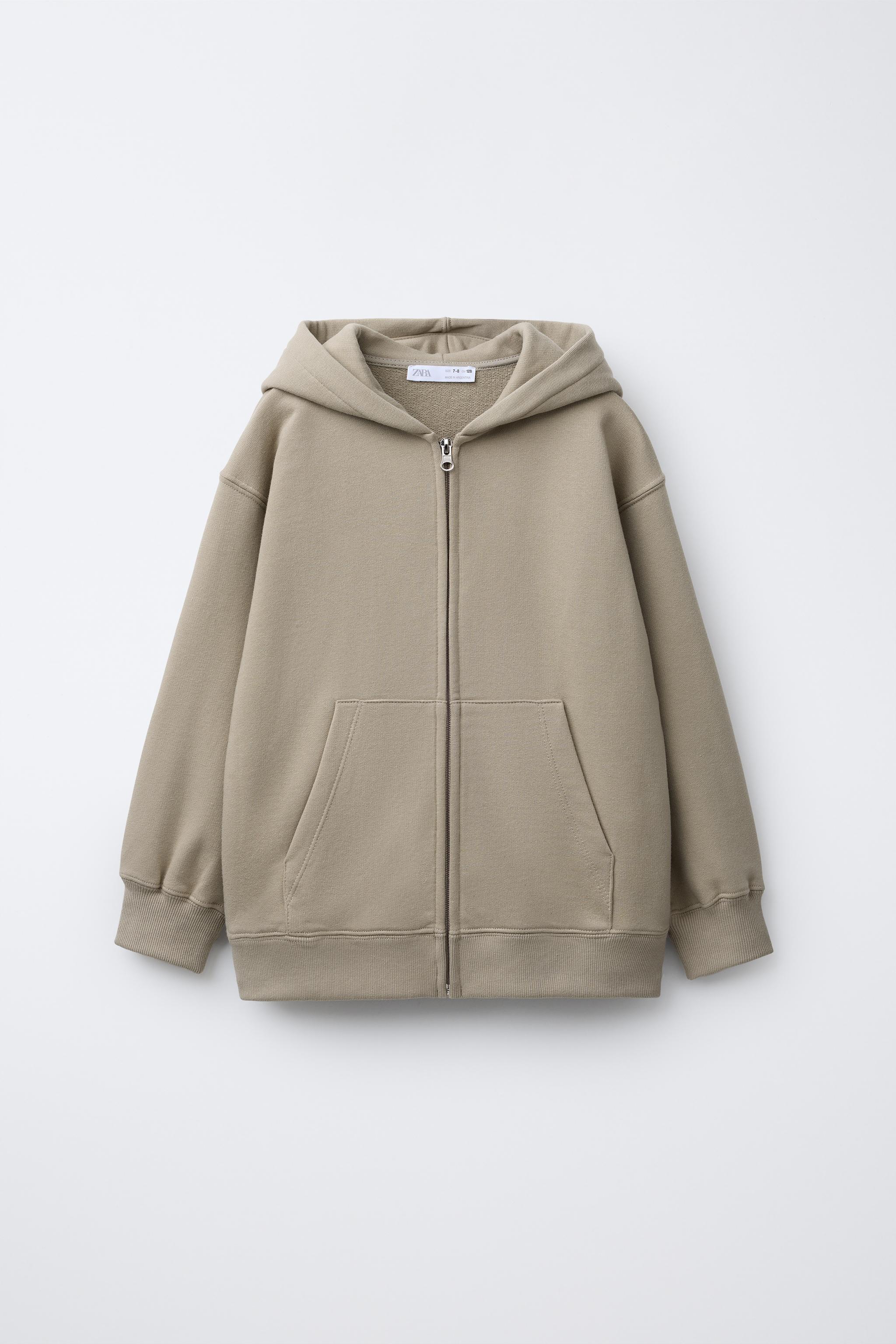HOODIE WITH ZIP - Brown / Taupe | ZARA New Zealand
