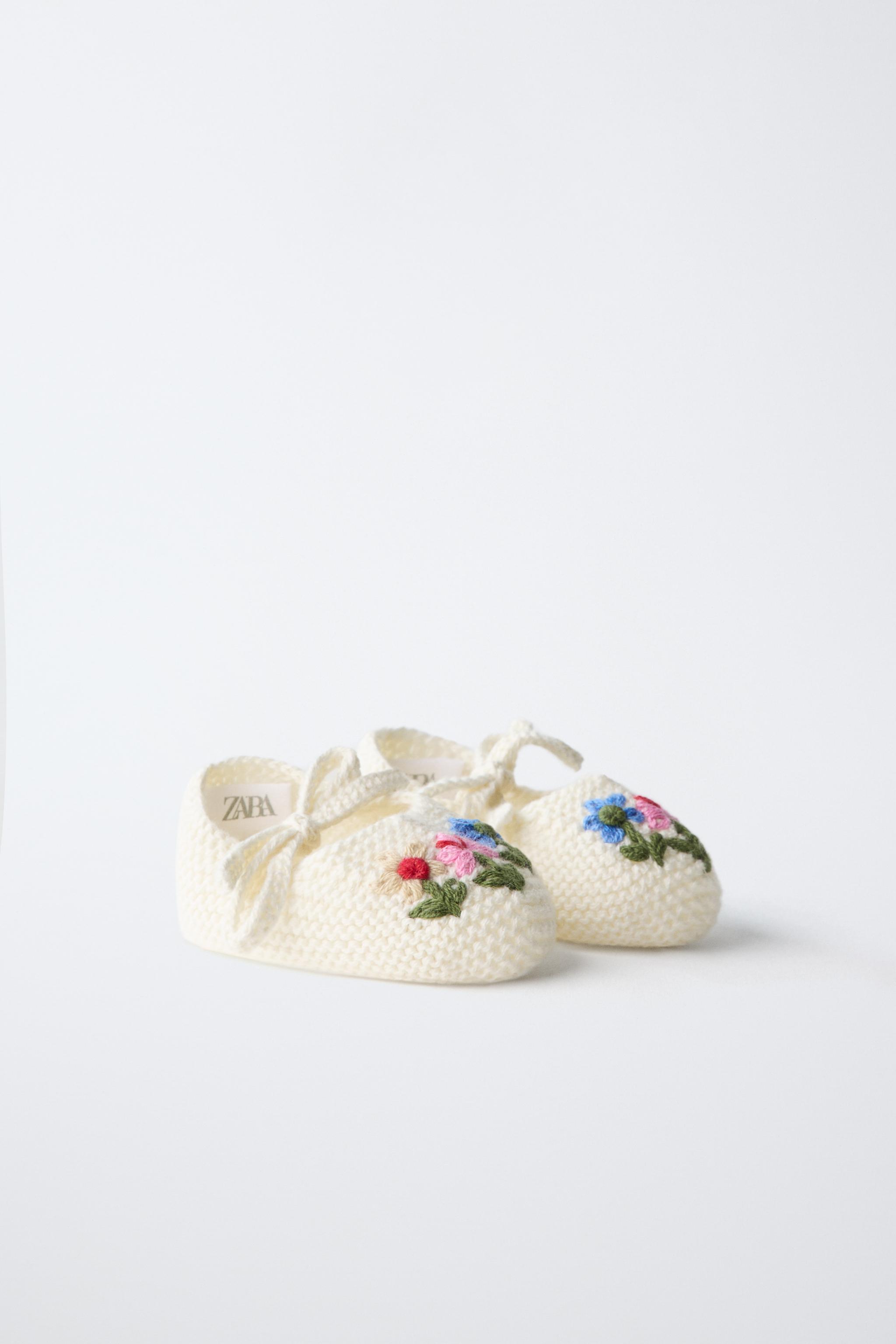 EMBROIDERED FLORAL BOOTIES — Off White