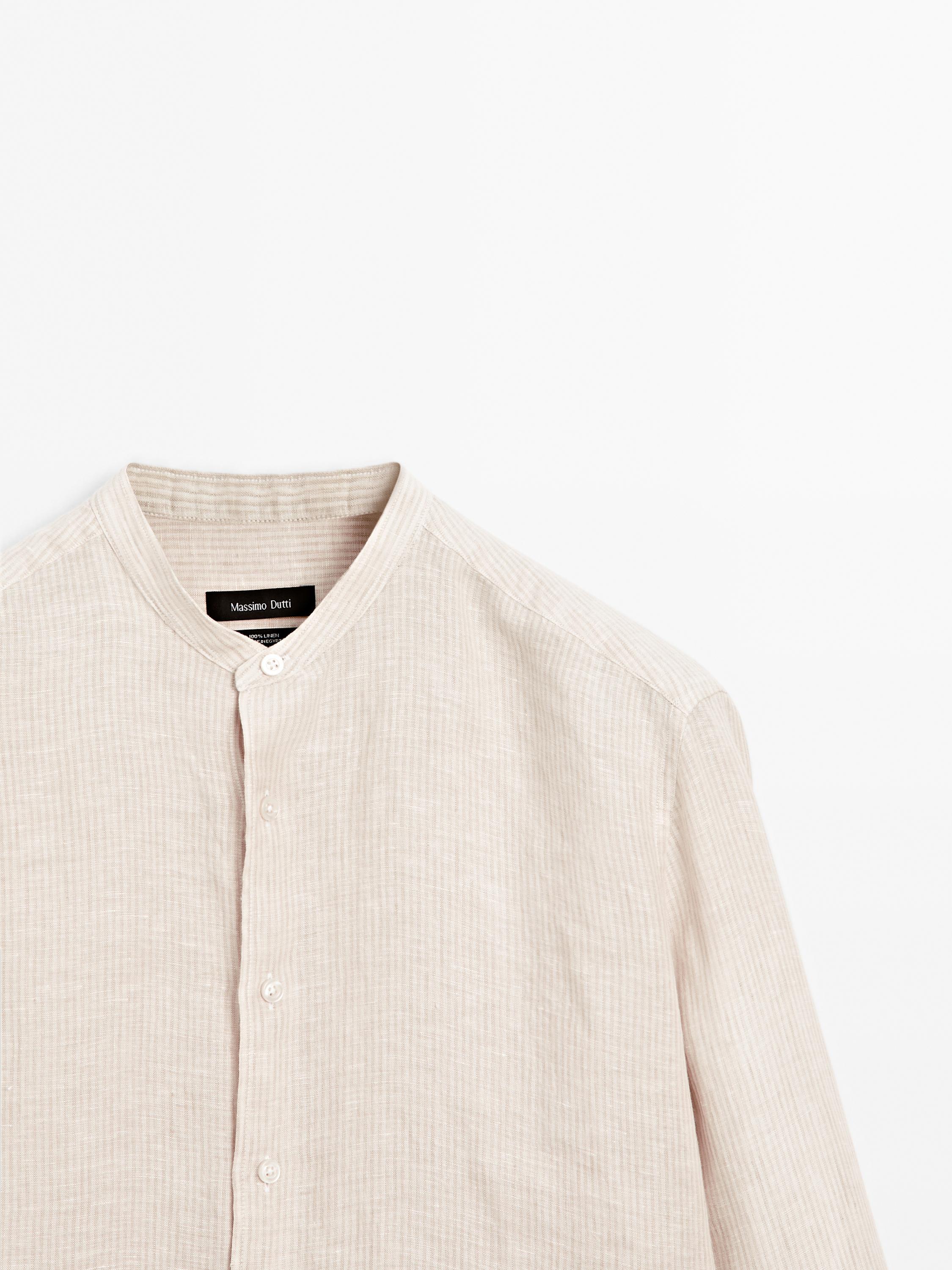 Regular-fit shirt with stand collar