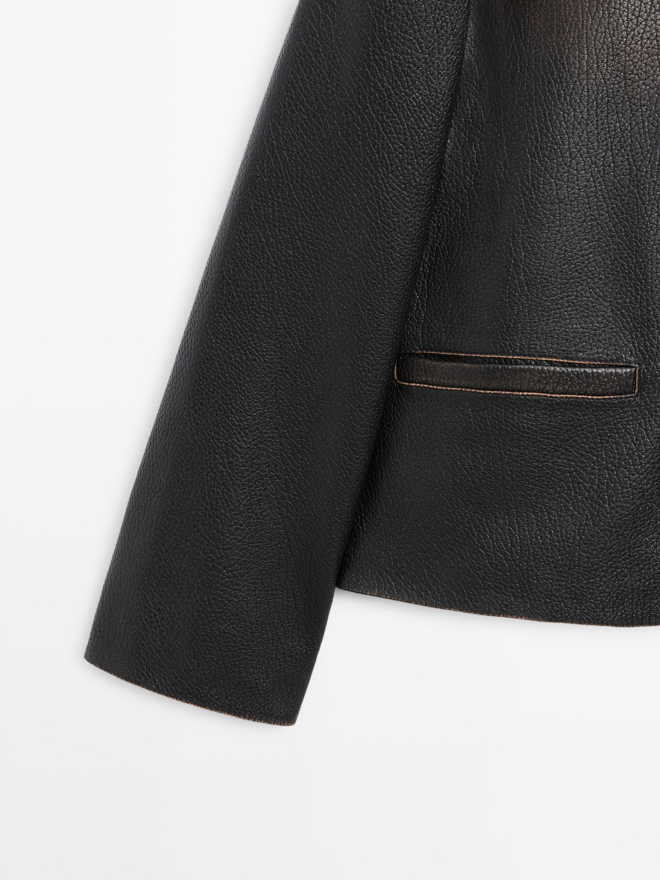 Short nappa leather jacket