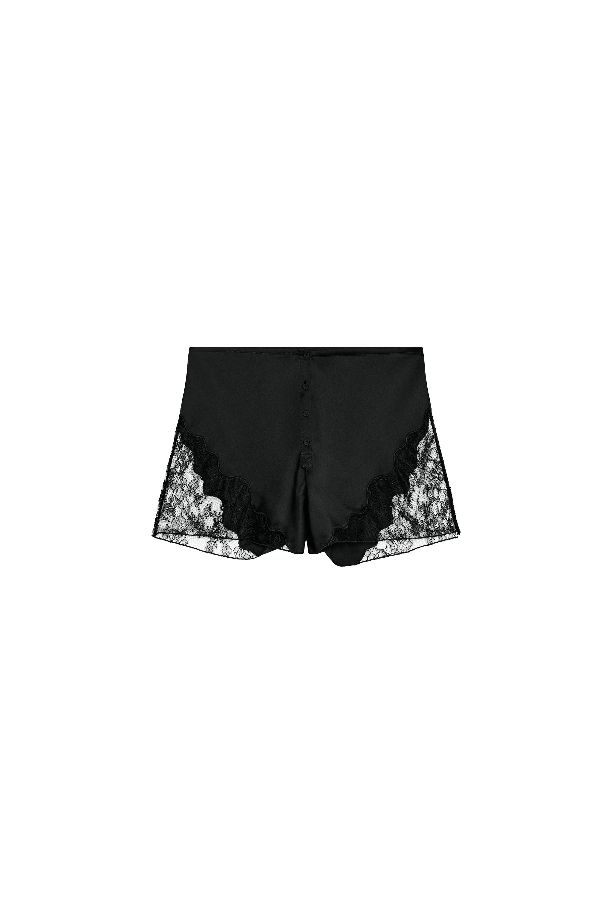 ZW COLLECTION SATIN LACE SHORTS - Black | ZARA United States
