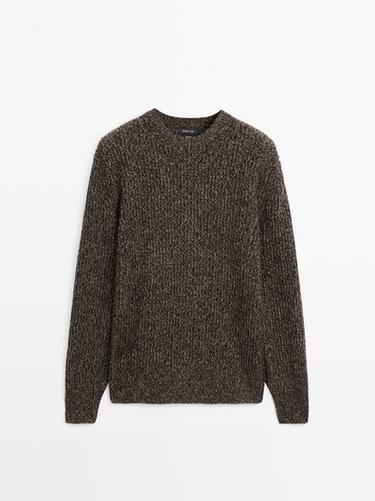 Zara Crew neck sweater in 100% wool - Dark brown