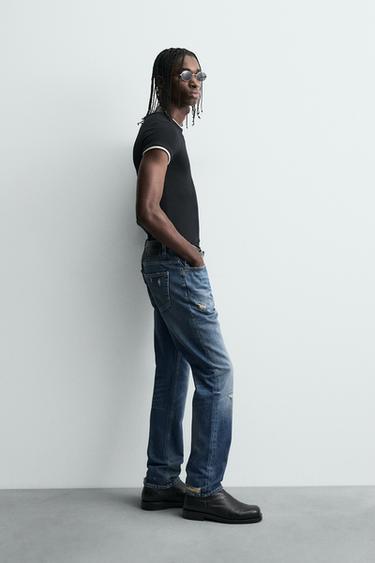 JEAN SLIM DÉCHIRÉ - Bleu moyen de Zara