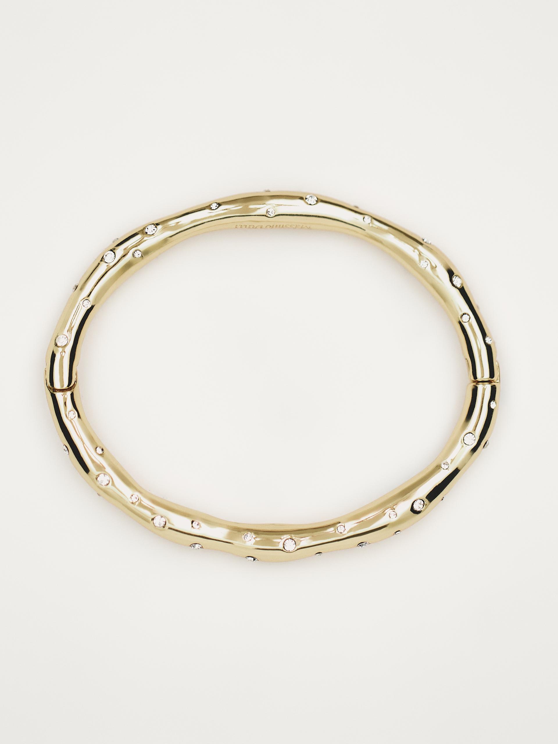 Textured rhinestone bracelet - Golden | ZARA United States