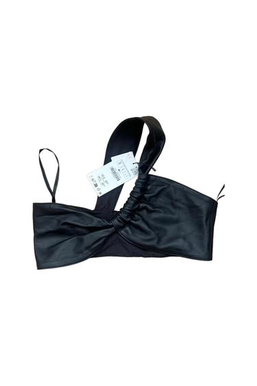 ZARA ASYMMETRIC WRAP LEATHER TOP BLACK BNWT SIZE SMALL
