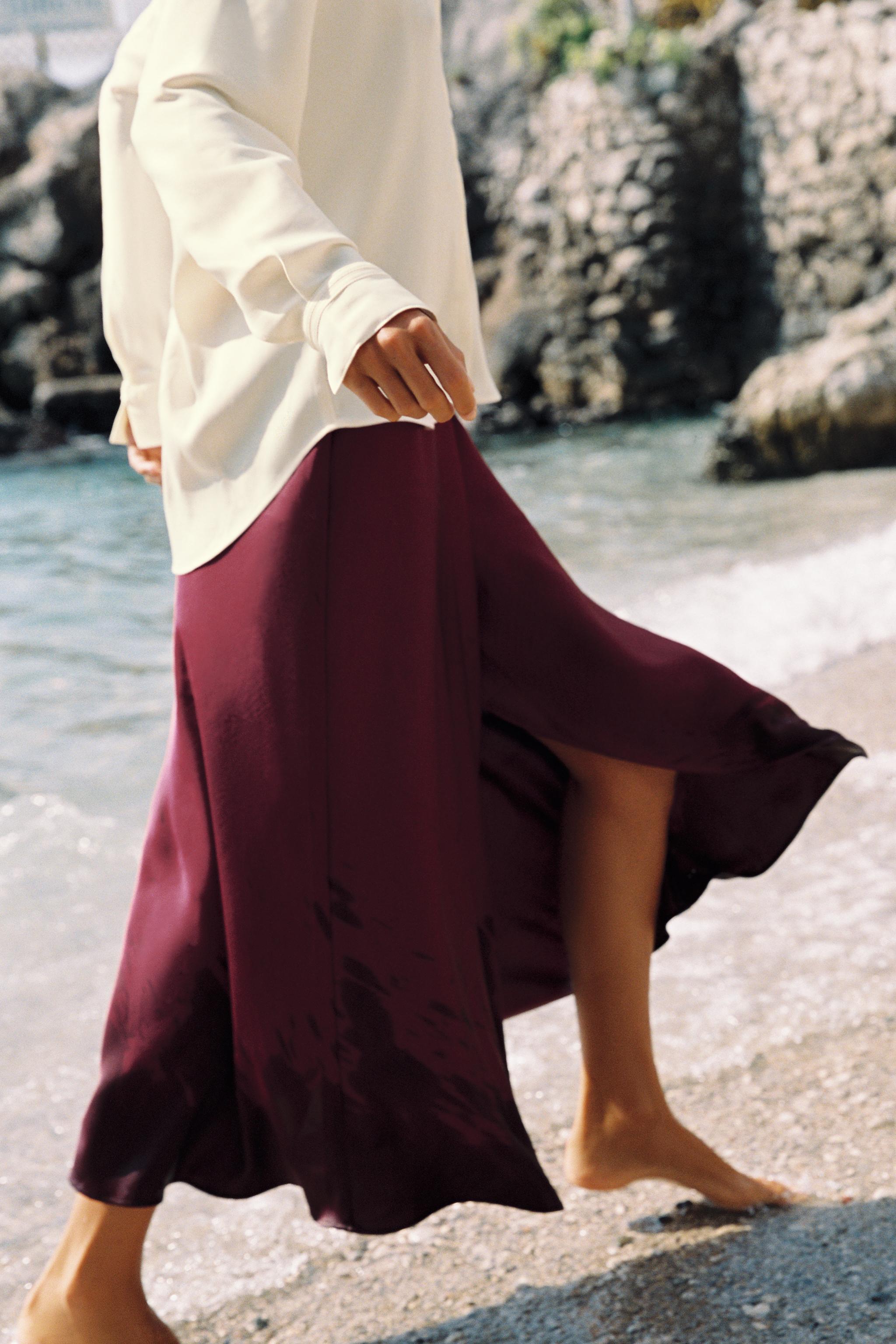 Женские юбки Zara SATIN WRAP MIDI SKIRT — фото 6