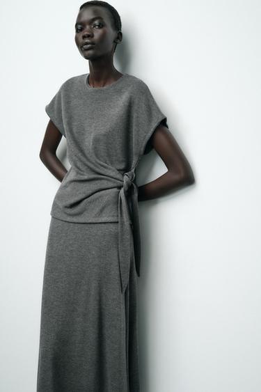SOFT KNOT TOP - Grey marl by Zara - Image 1