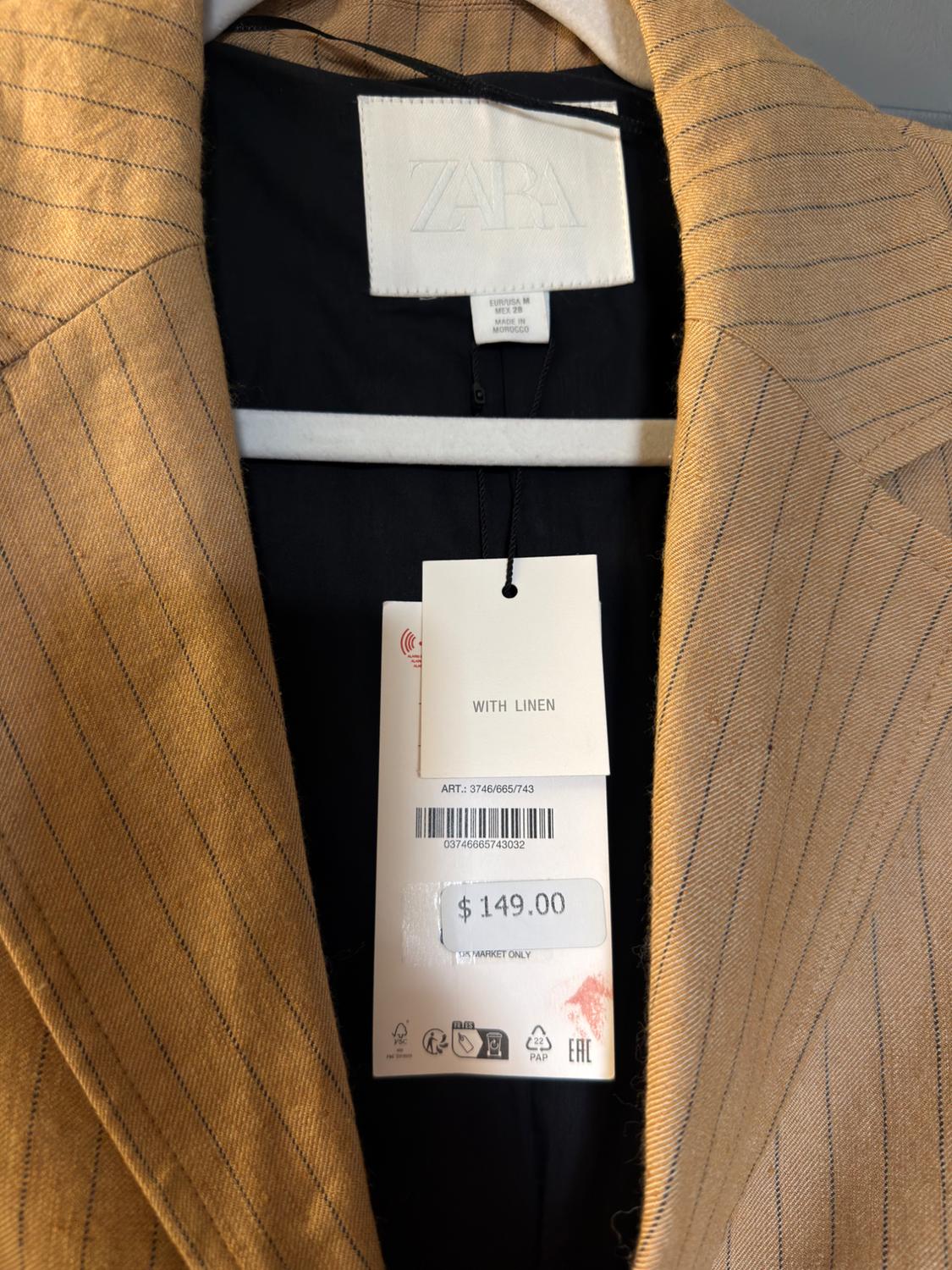 BLAZER CON LINO RAYAS ZW COLLECTION - Image 3