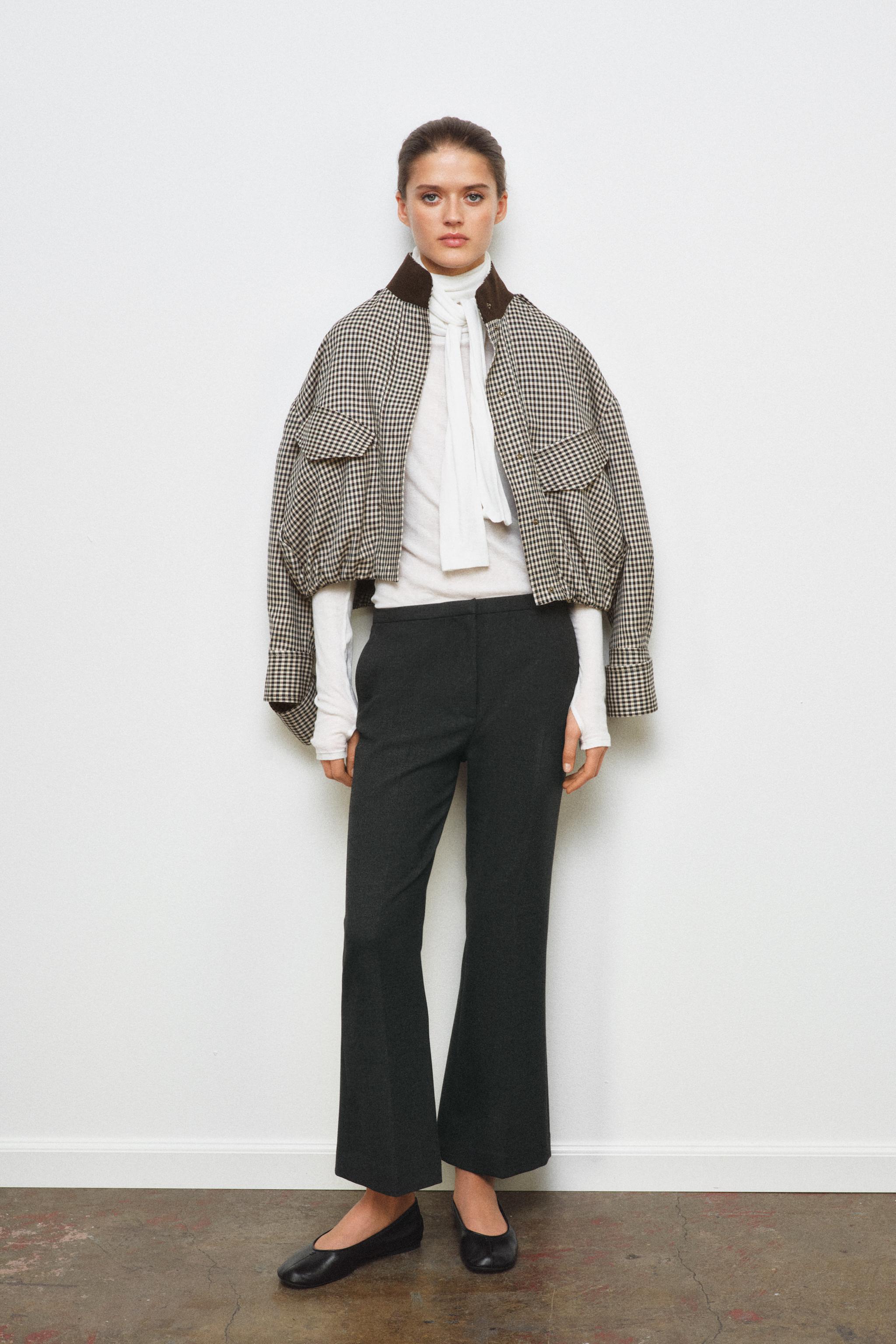 ZW COLLECTION CROPPED FLARE TROUSERS — Dark grey