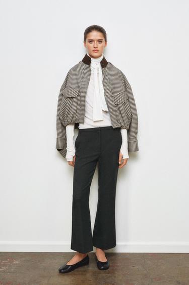 ZW COLLECTION CROPPED FLARE TROUSERS - Dark grey by Zara