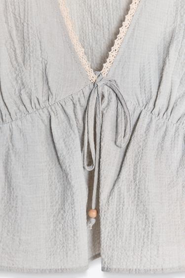 RUSTIC EMBROIDERED TOP - Sea green by Zara - Image 6