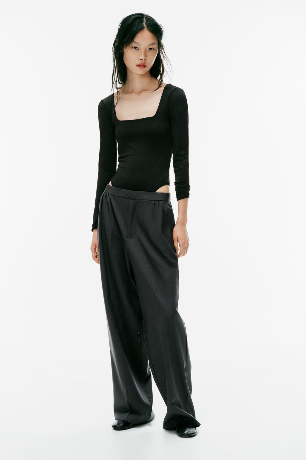 PINSTRIPE GATHERED TROUSERS