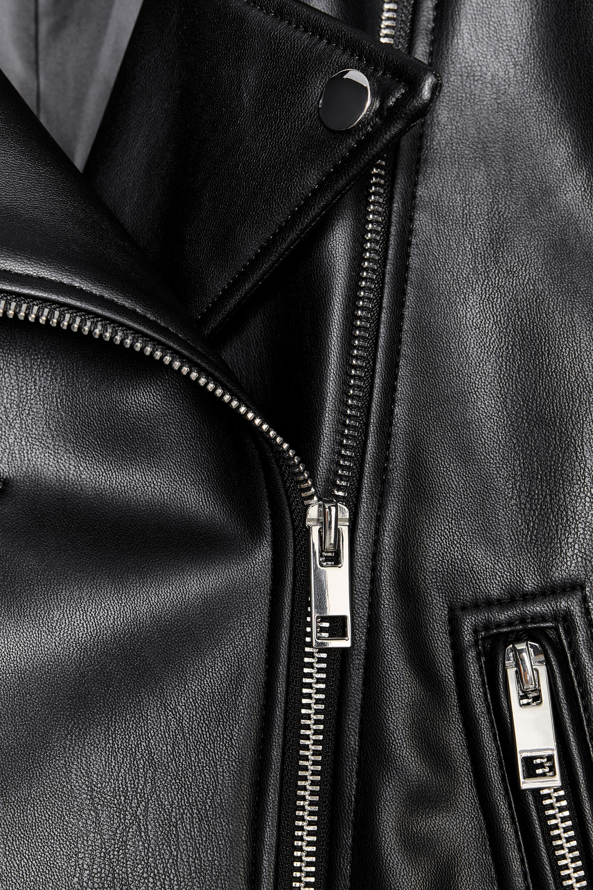 フェイクレザー ライダースジャケット - ブラック | ZARA Japan