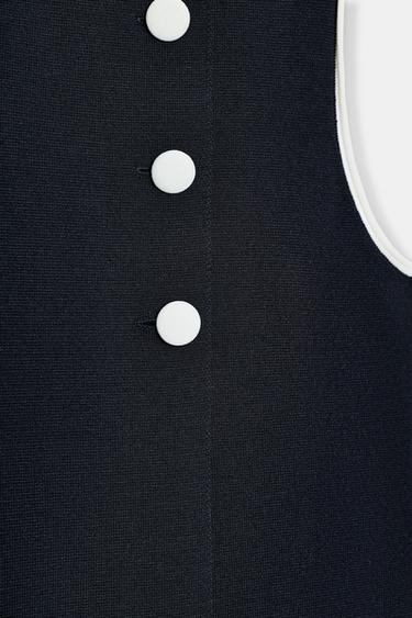 TOP EN MAILLE À BOUTONS EN CONTRASTE - Bleu marine / Blanc de Zara - Image 8