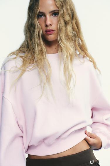 BASIC PLUSH SWEATSHIRT - Pink by Zara