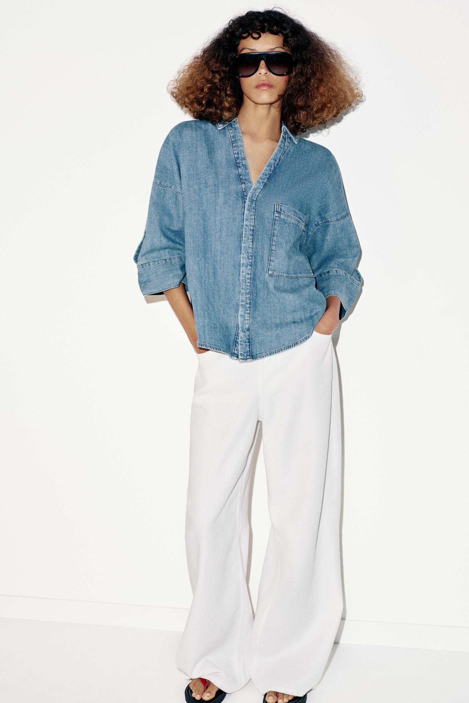 Chemise en denim à manches larges - Zara