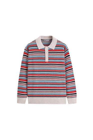 STRIPED KNIT POLO SHIRT