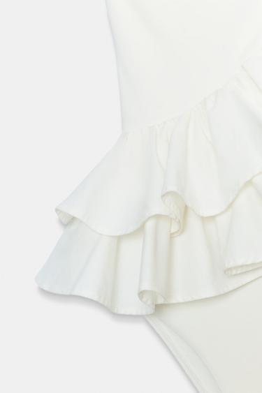 BODY ASYMÉTRIQUE À VOLANT - Blanc cassé de Zara - Image 8