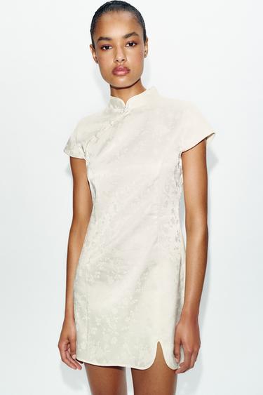 SHORT JACQUARD DRESS - White by Zara