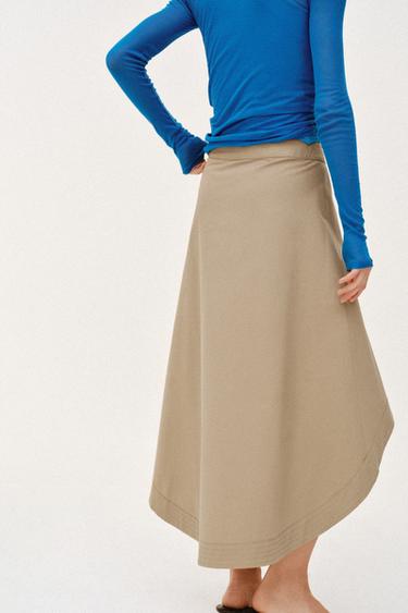 JUPE MI-LONGUE ASYMÉTRIQUE - Marron clair de Zara - Image 4