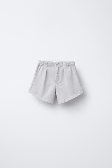 DENIM BERMUDA SHORTS WITH PLEATS - Grey by Zara