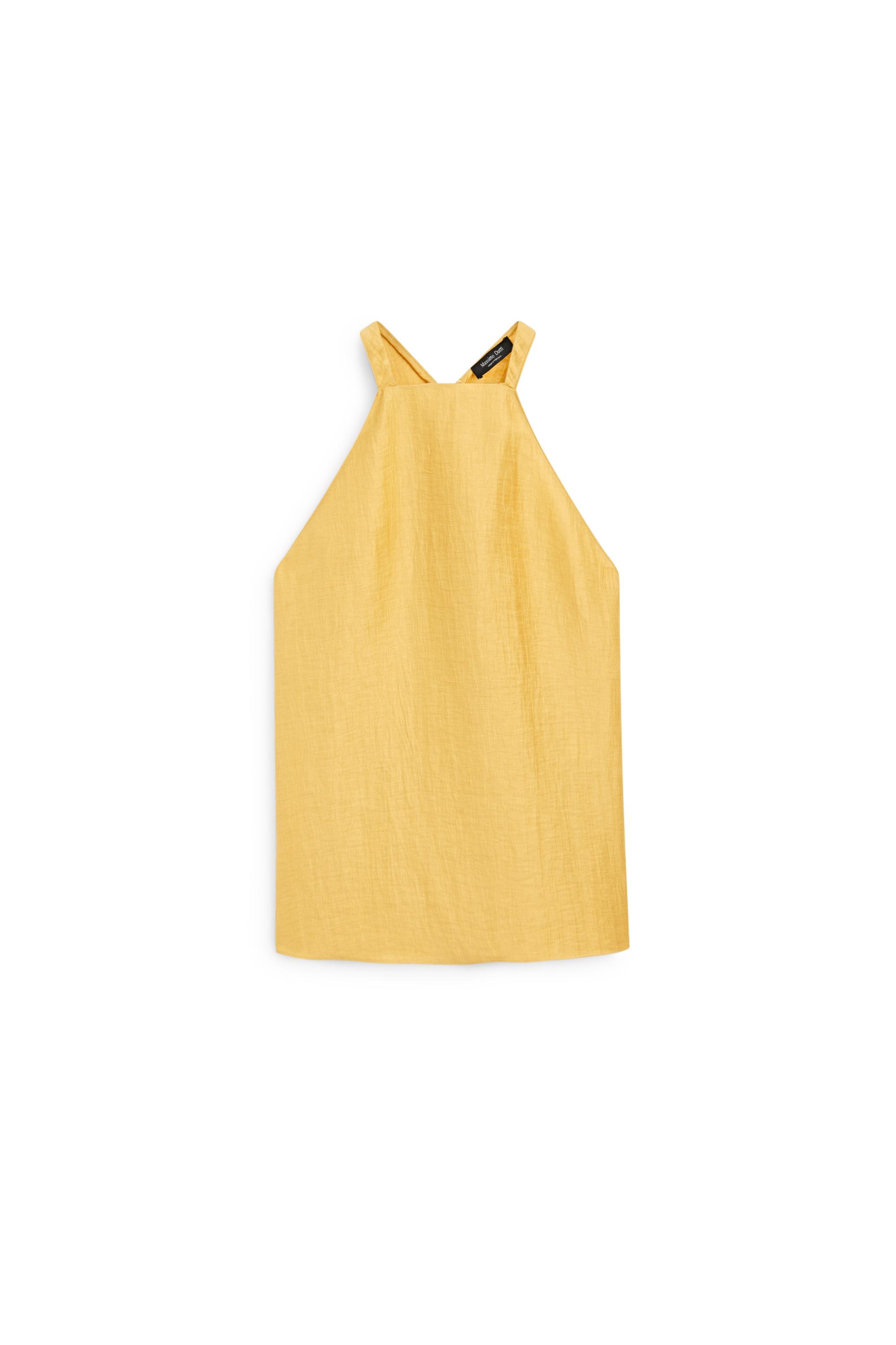 Linen blend halter top - Neon yellow | ZARA United States