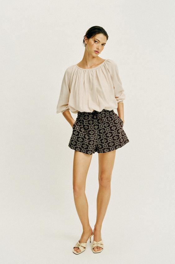 PERFORATED EMBROIDERED SHORTS from Zara - $45.90
