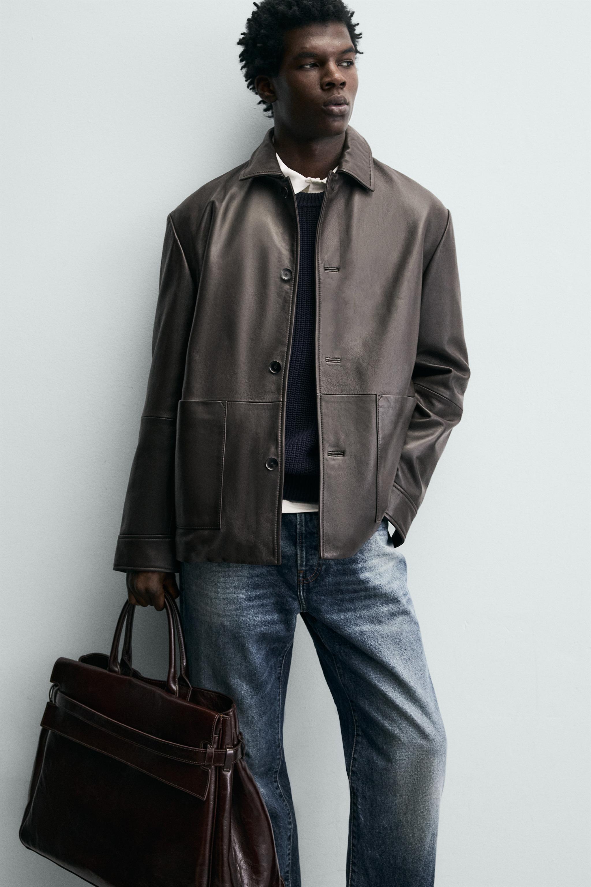 BLOUSON EN CUIR À POCHES