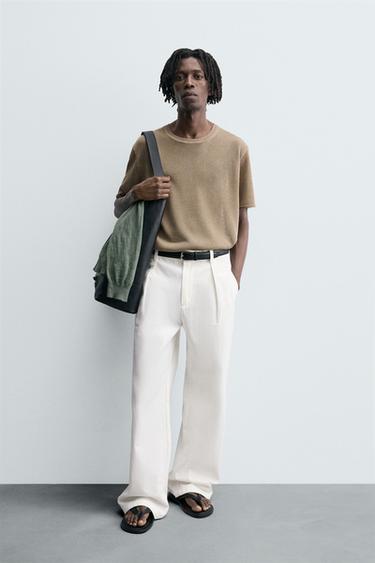 STRUCTURED KNIT T-SHIRT - Brown by Zara