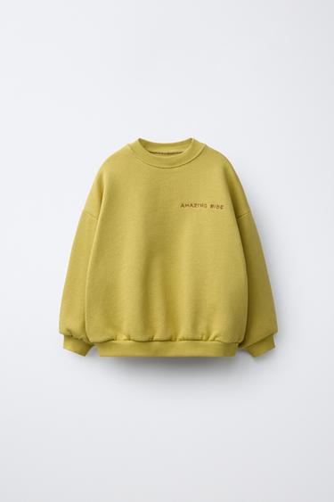 SWEATSHIRT MIT GESTICKTEM SCHRIFTZUG - Olivgrün von Zara