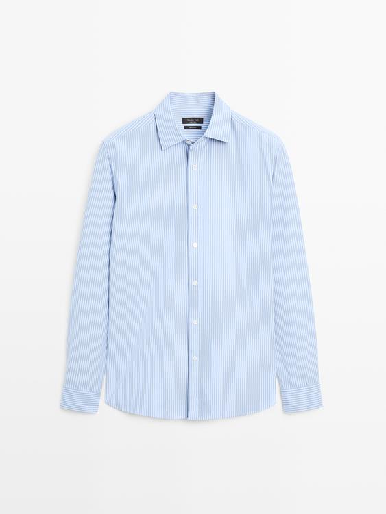 100% cotton striped poplin shirt