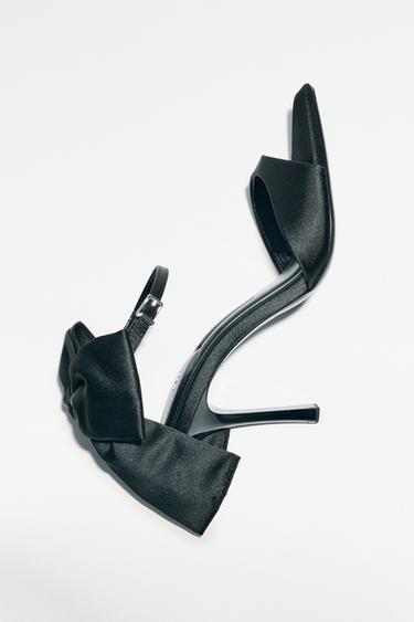 SANDALIA TACÓN MAXI LAZO - Negro de Zara