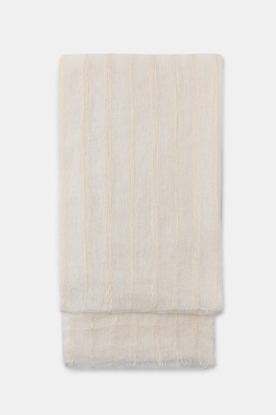 STRIPED LINEN COTTON SCARF