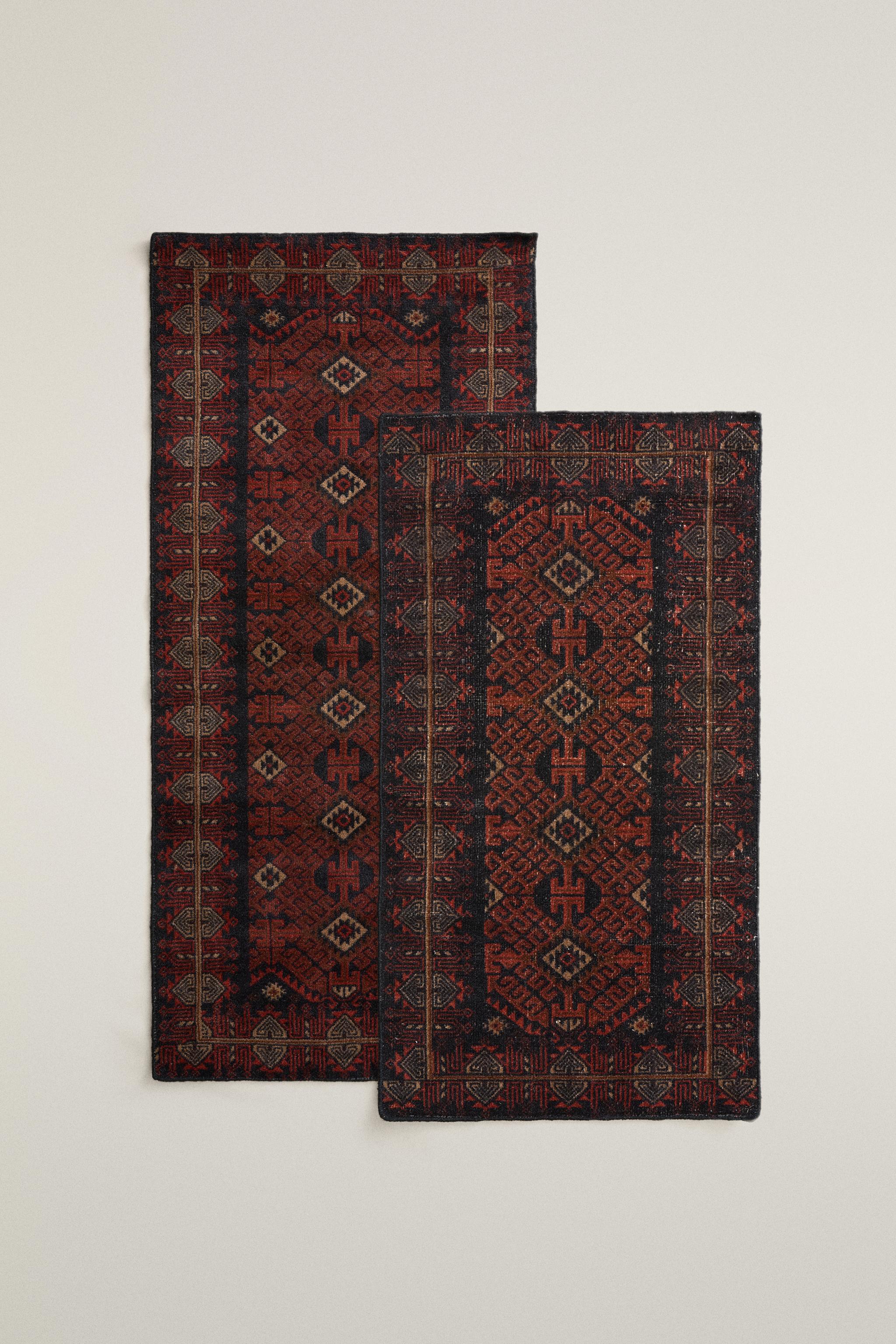 WOOL VINTAGE-EFFECT AREA RUG - Navy blue | ZARA United States