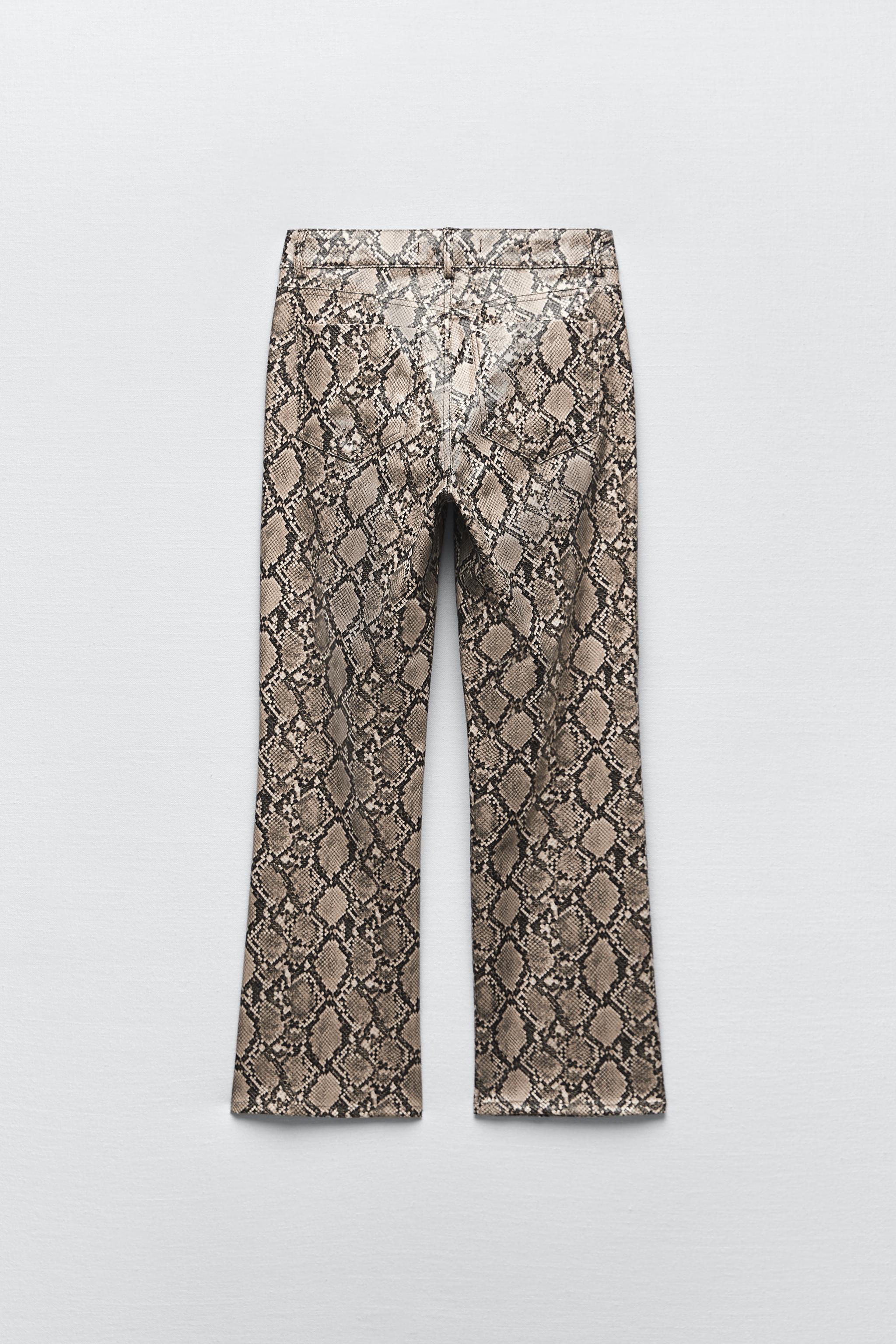 FAUX LEATHER ANIMAL PRINT TROUSERS Snake ZARA United Kingdom