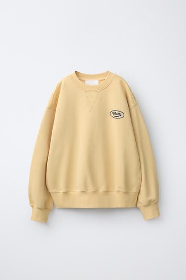 BLUZË HOODIE LISHO ME STAMPIM LOGO - E verdhë nga Zara