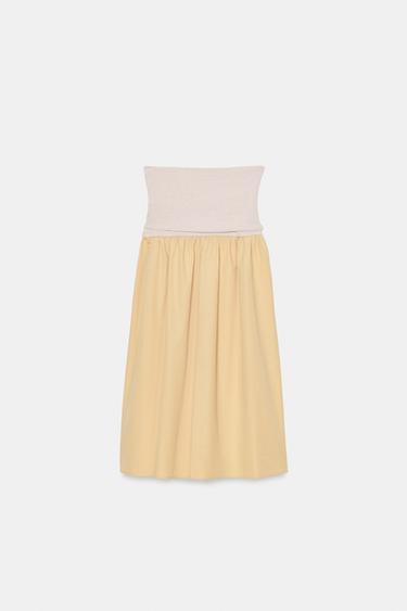 JUPE BIMATIÈRE AVEC CEINTURE - écru/jaune de Zara - Image 3