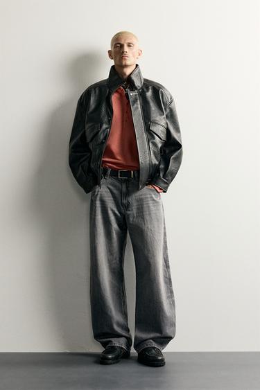 CAZADORA EFECTO PIEL BOLSILLOS - Negro de Zara - Imagen 0